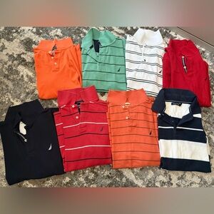 Nautica Men's Polo Shirt Bundle - Orange, Red, Green, White, Navy, Black